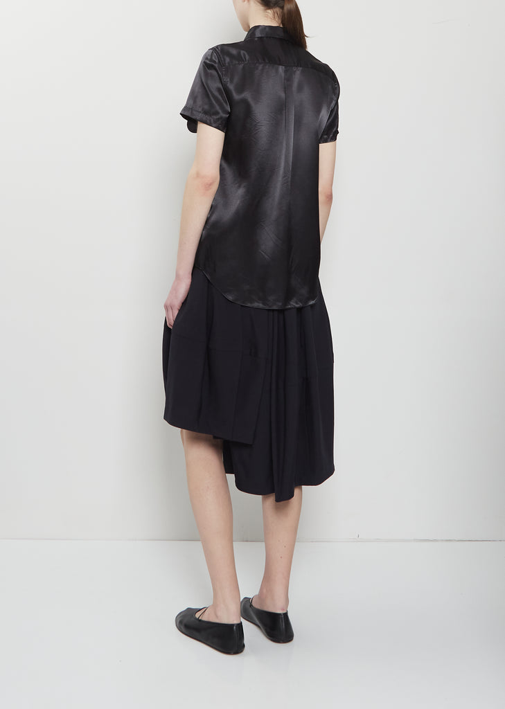 Rosette Taffeta Short Sleeve Blouse