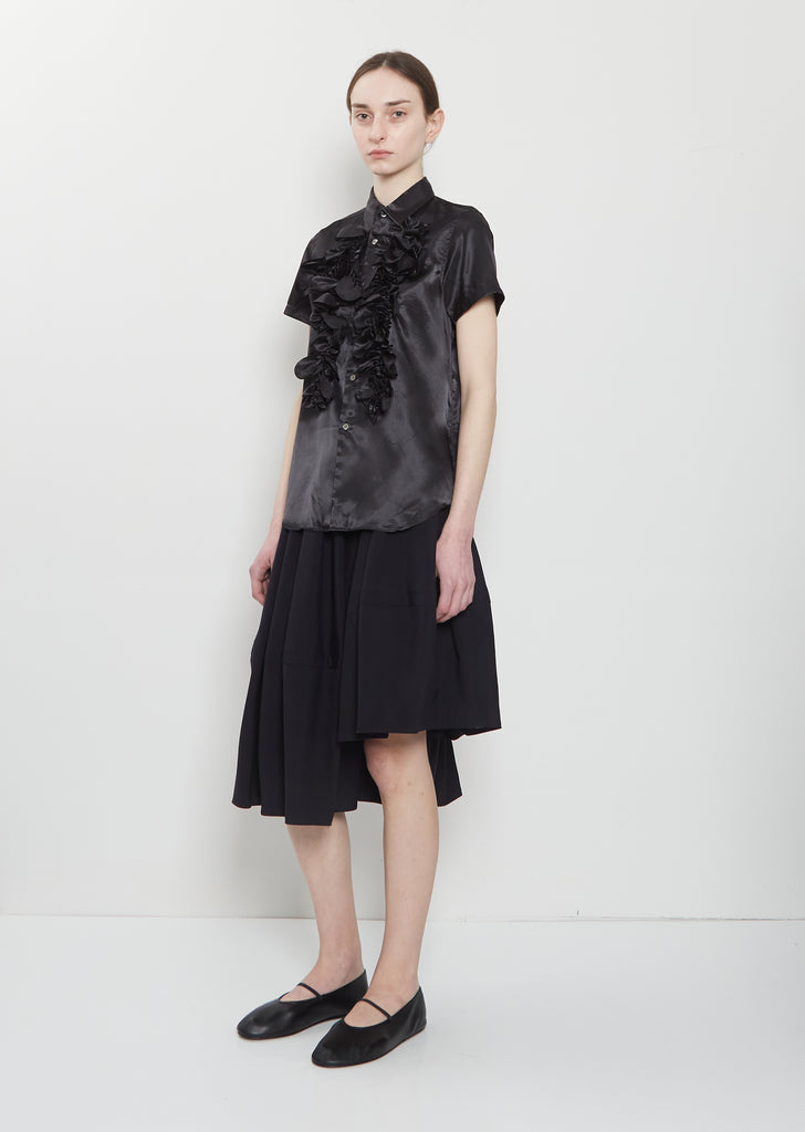 Rosette Taffeta Short Sleeve Blouse