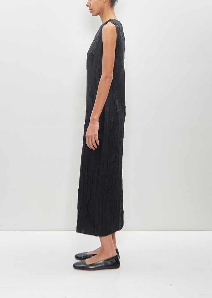 Silk Cotton Minga Fitted Midi Dress — Black