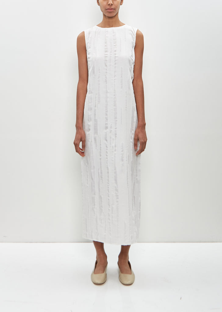 Silk Cotton Minga Fitted Midi Dress — Ivory