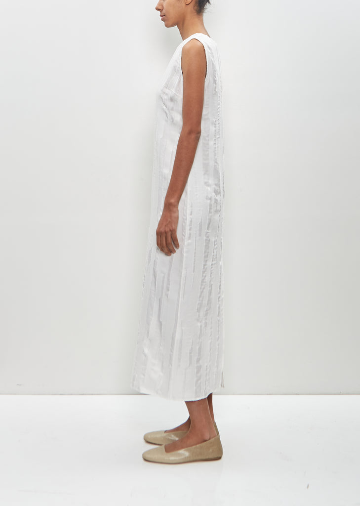 Silk Cotton Minga Fitted Midi Dress — Ivory