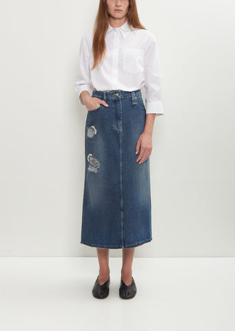 Embellished Denim Flare Skirt