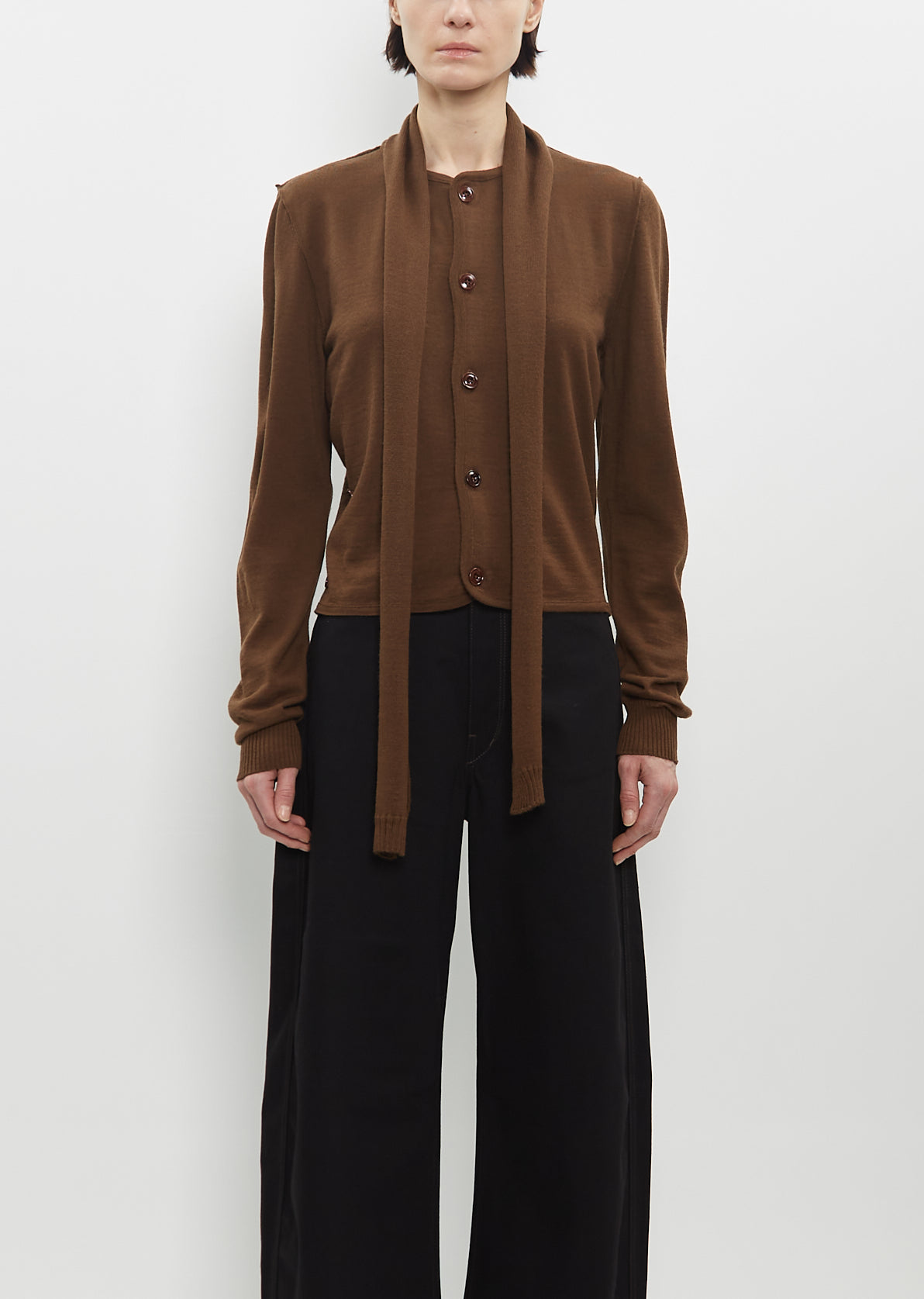 Twisted Cardigan With Scarf – La Garçonne Twisted Cardigan With Scarf – La Garçonne