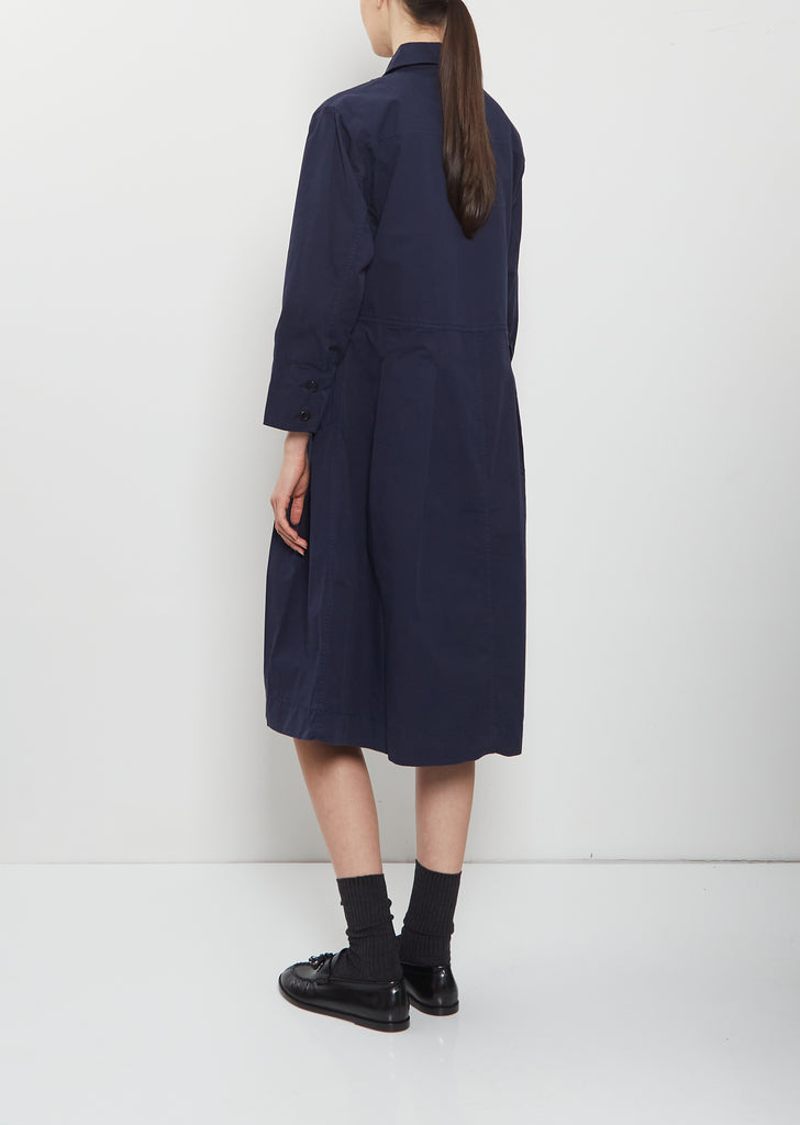 Pleated Cotton Shirt Dress