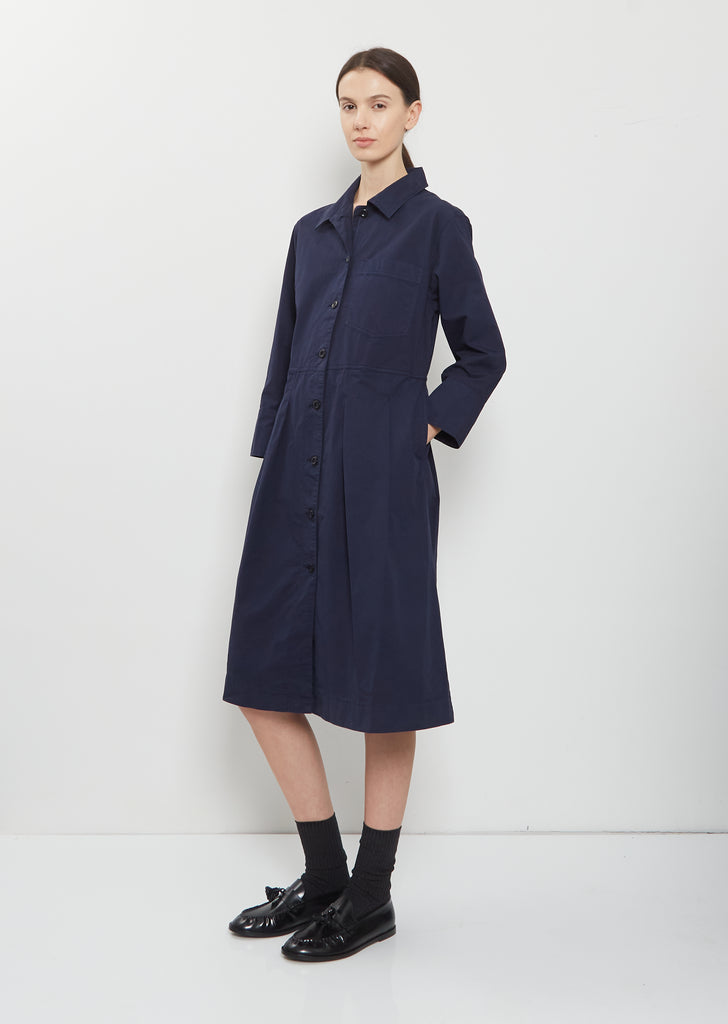 Pleated Cotton Shirt Dress