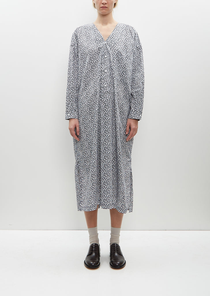 Back Wide Pleated Sleeping Shirt Dress