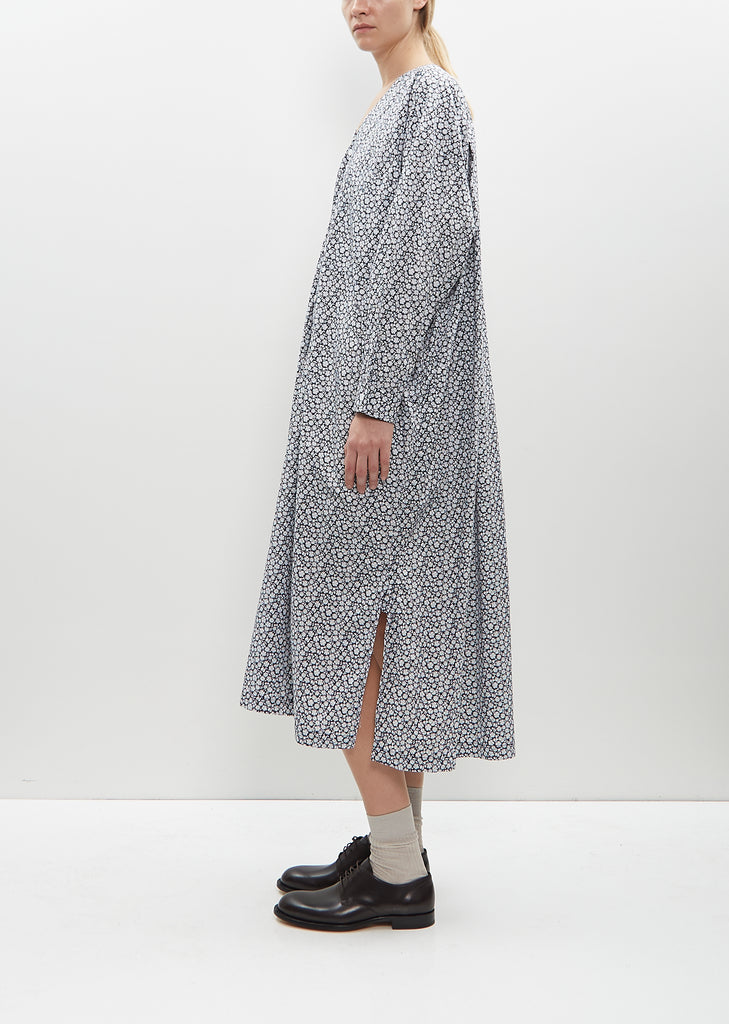 Back Wide Pleated Sleeping Shirt Dress