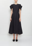 Rose Puff Sleeve Cotton Dress — Black