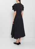 Rose Puff Sleeve Cotton Dress — Black