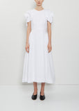 Rose Puff Sleeve Cotton Dress — White