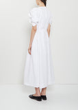 Rose Puff Sleeve Cotton Dress — White