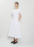 Rose Puff Sleeve Cotton Dress — White