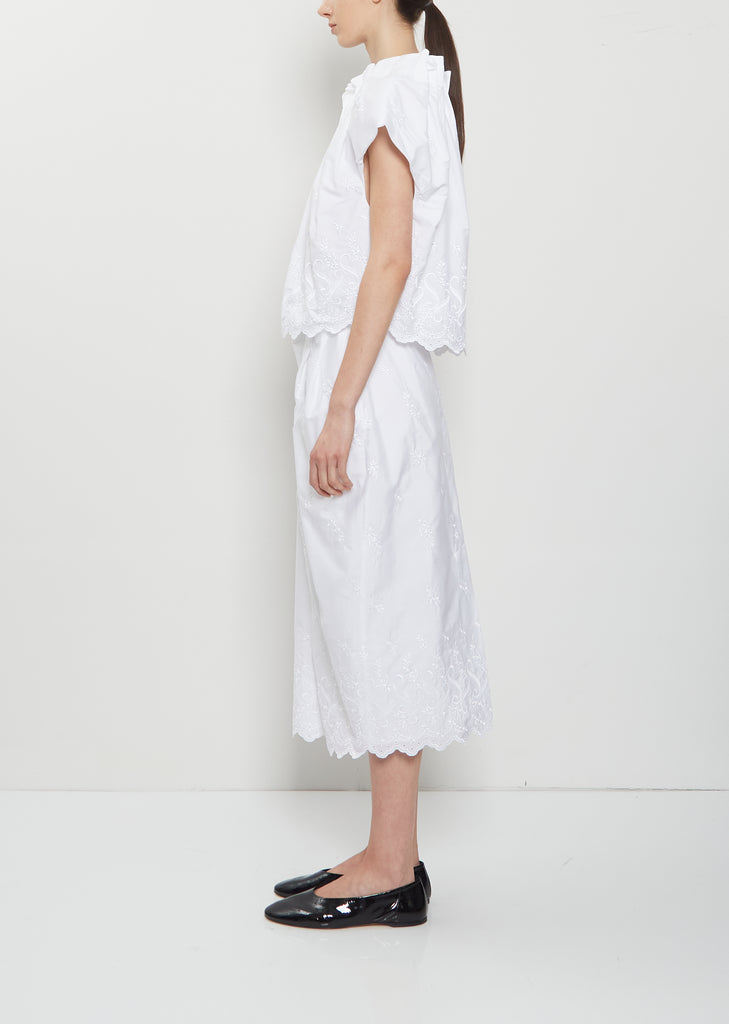 Pleated Waist Cotton Pencil Skirt