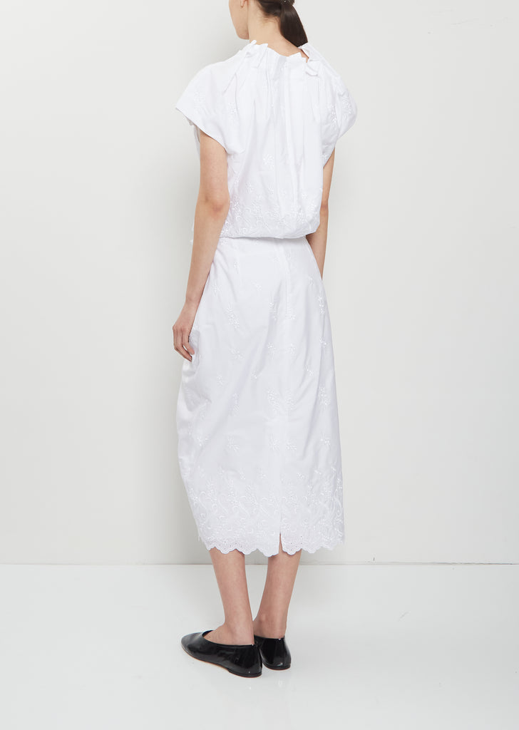 Pleated Waist Cotton Pencil Skirt