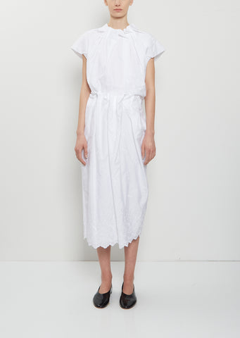 Pleated Waist Cotton Pencil Skirt