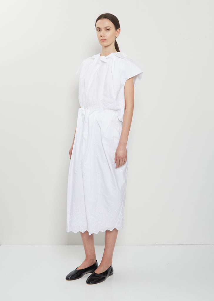 Pleated Waist Cotton Pencil Skirt