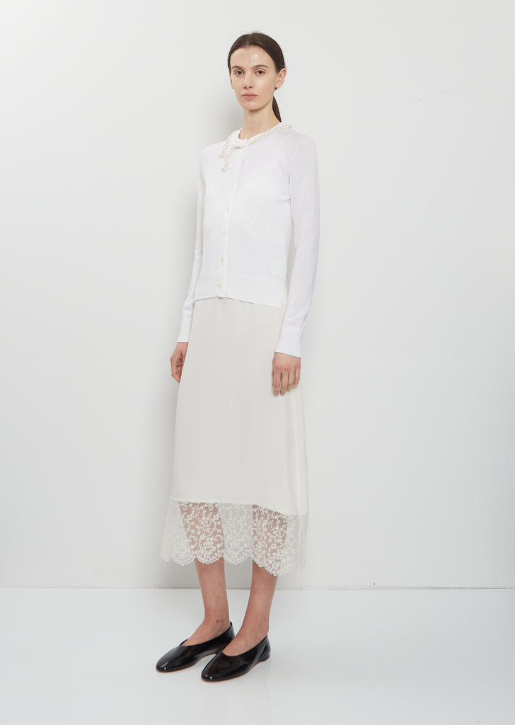 Embellished Merino Wool Silk Cardigan