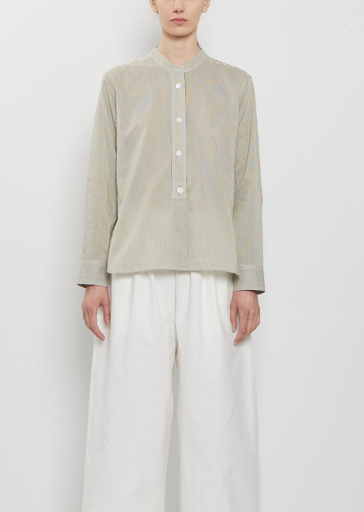 Collarless Cotton Silk Shirt