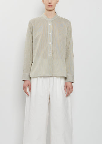 Collarless Cotton Silk Shirt