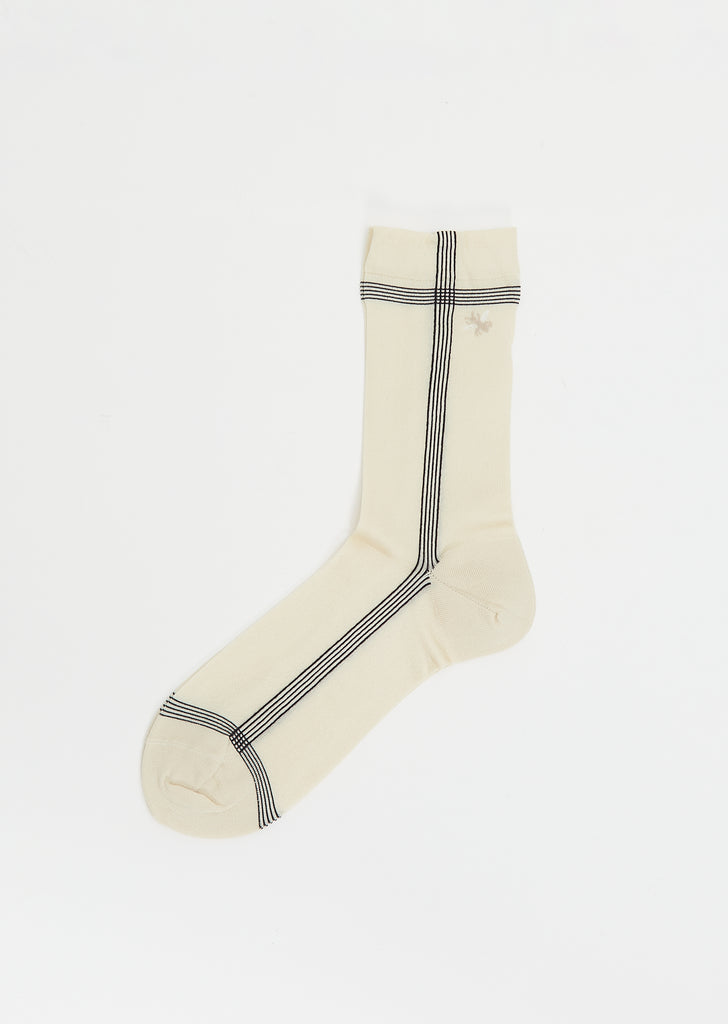 Side Line Silk Socks — Ivory