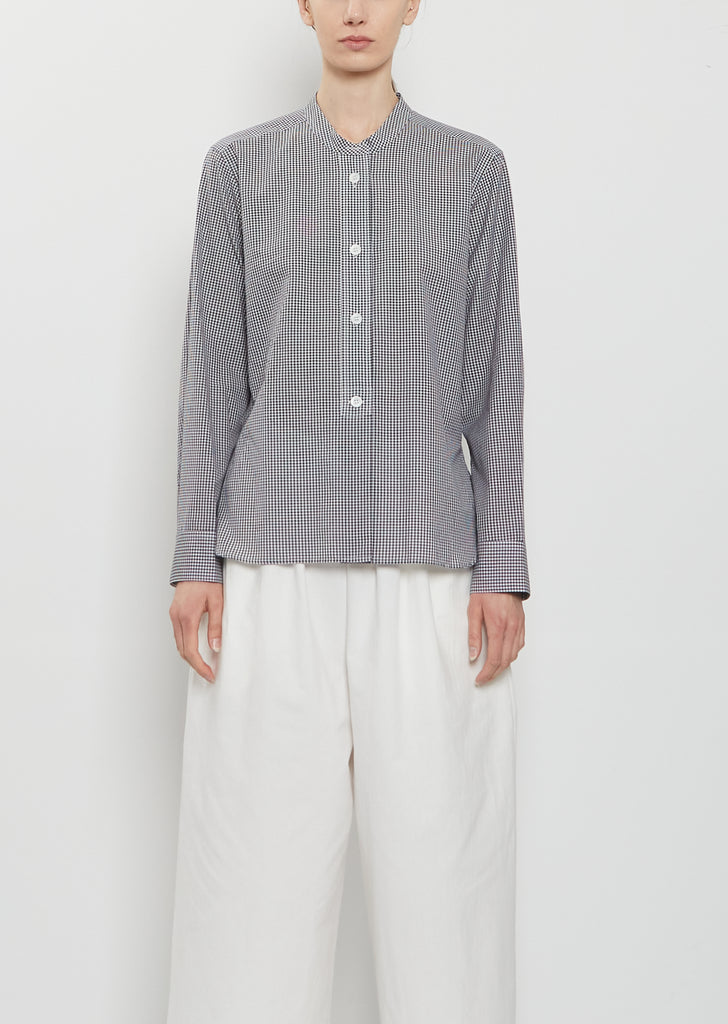 Collarless Cotton Cashmere Shirt