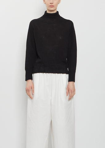Seamless Linen Cotton Sweater — Black
