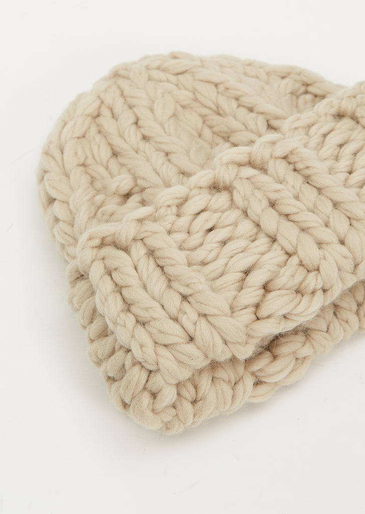 Handknit Wool Chunky Rib Hat — Antique
