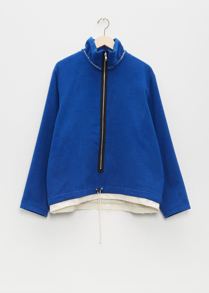 Loden Wool Fleece Anorak — Blue