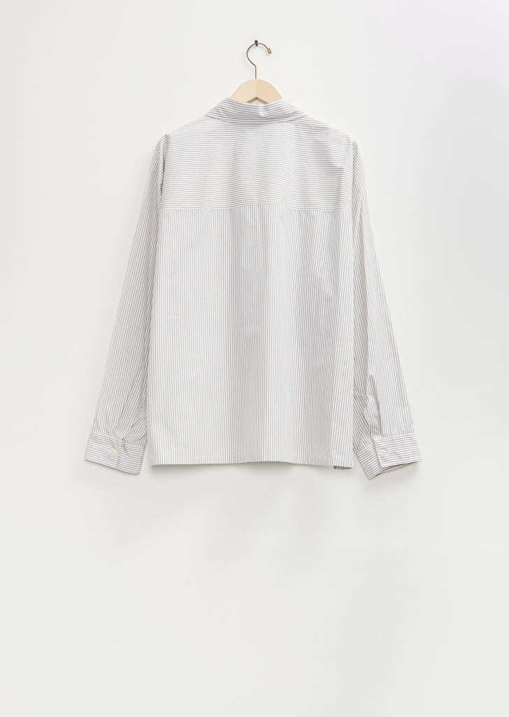 Cotton Pyjama Shirt — White Taupe Black