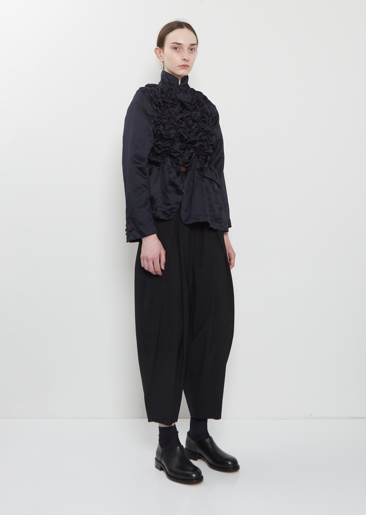 Satin Tech Asymmretic Ruched Blazer