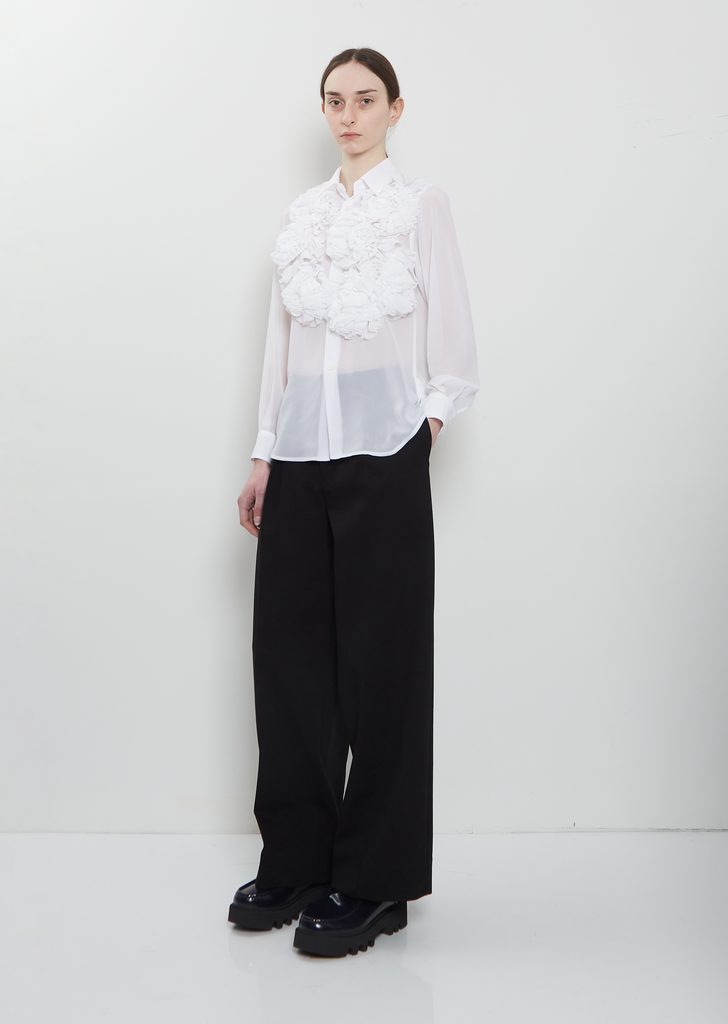 Flower Appliques Sheer Shirt