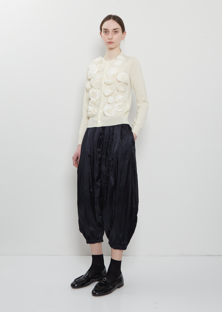 Flower Appliques Wool Cardigan