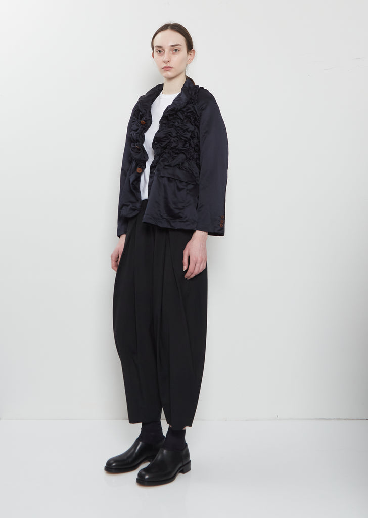 Satin Tech Asymmretic Ruched Blazer