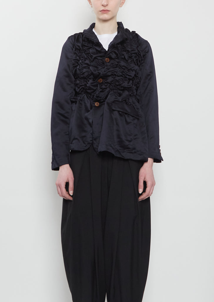 Satin Tech Asymmretic Ruched Blazer