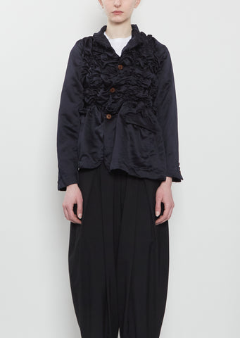 Satin Tech Asymmretic Ruched Blazer