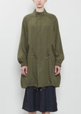 Six-Five Fishtail Silk Wool Parka — Olive