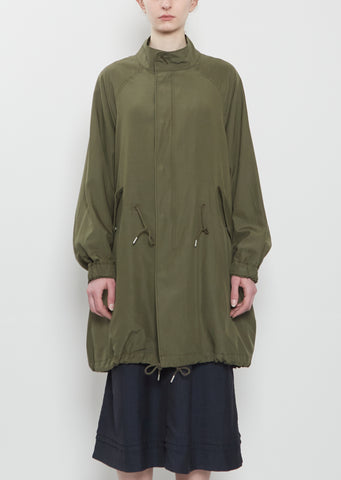 Six-Five Fishtail Silk Wool Parka — Olive