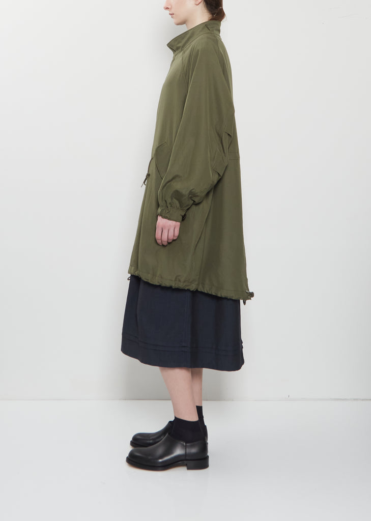 Six-Five Fishtail Silk Wool Parka — Olive