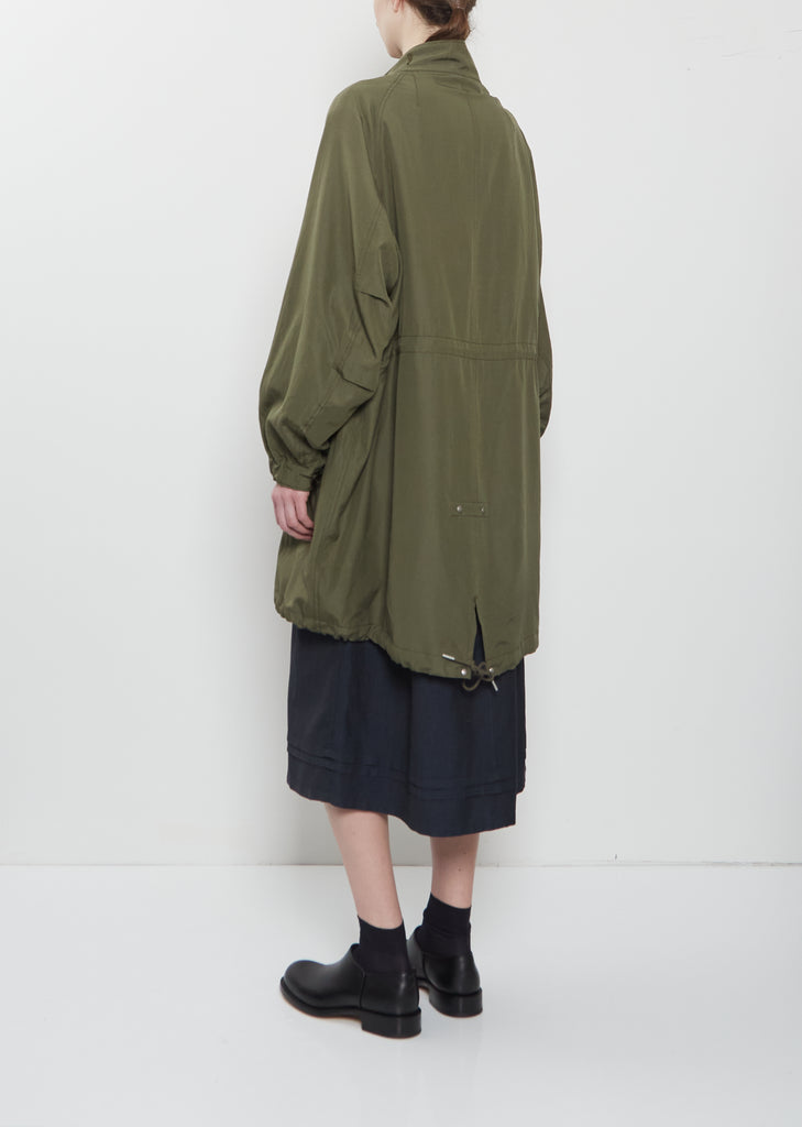 Six-Five Fishtail Silk Wool Parka — Olive