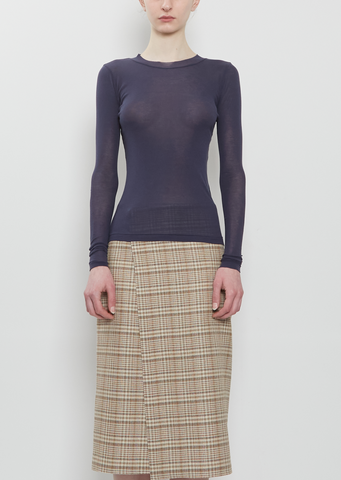 Super High Gauge Sheer Rib L/S Tee — Navy