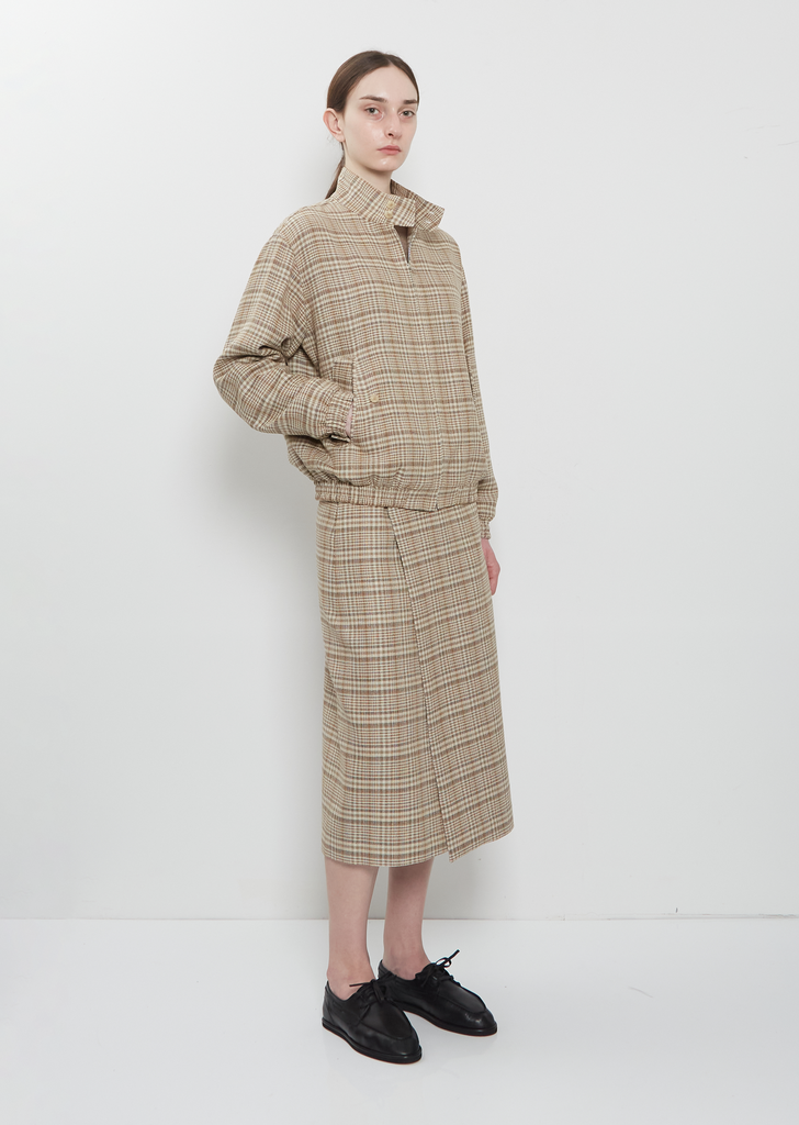 Silk Linen Nep Check Blouson
