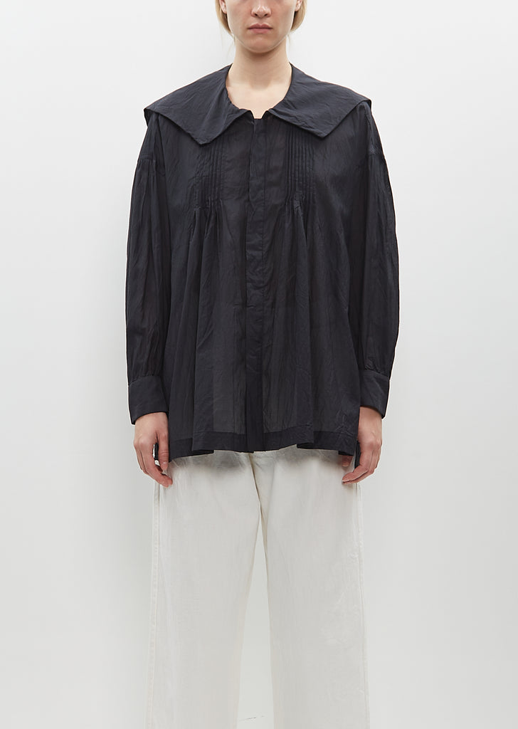 Square Collar Pin Tuck Smock Blouse