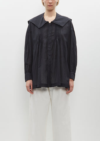 Square Collar Pin Tuck Smock Blouse