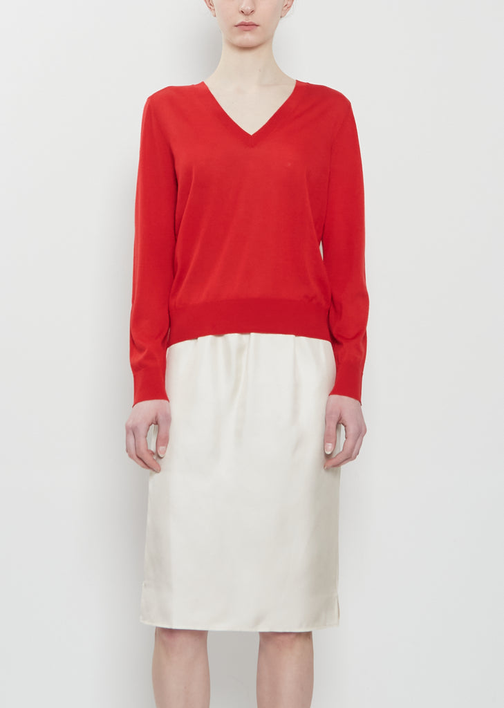 Julio Cashmere V-Neck Sweater — Red