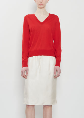 Julio Cashmere V-Neck Sweater — Red