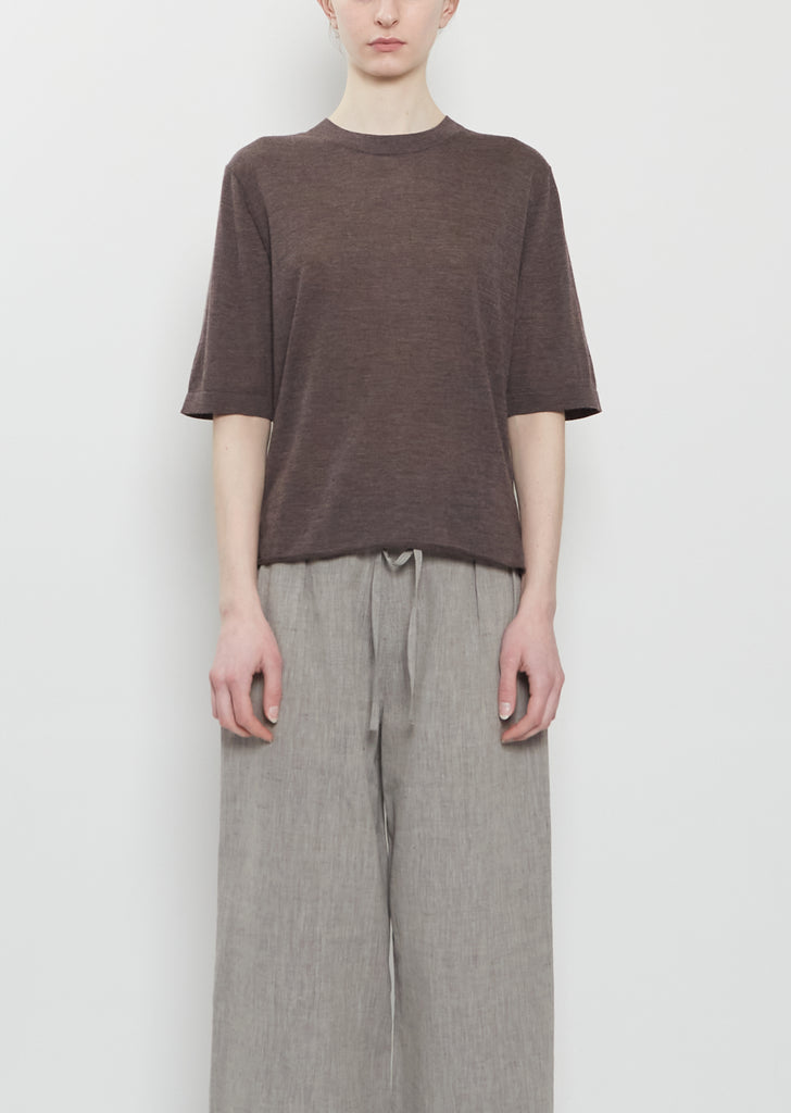 Nala Fine Cashmere Top — Brown Melange