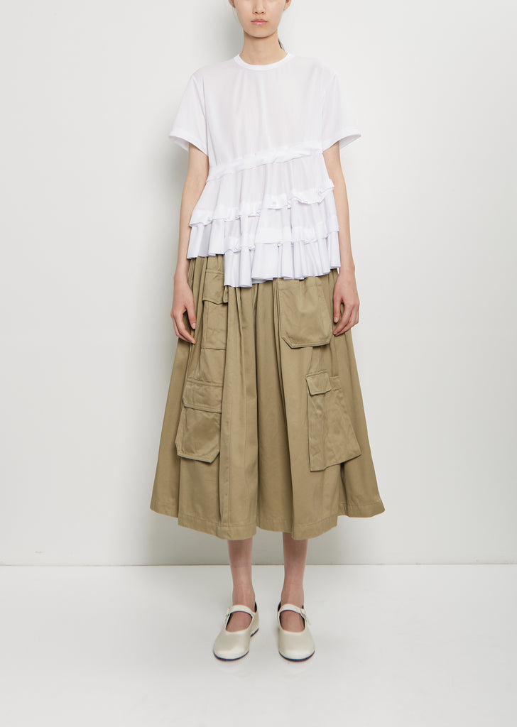 Cotton Twill Cargo Midi Skirt