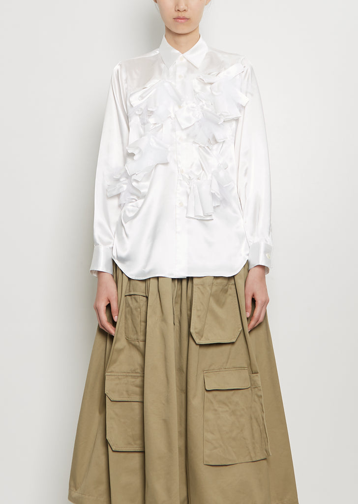 Satin x Nylon Tulle Blouse