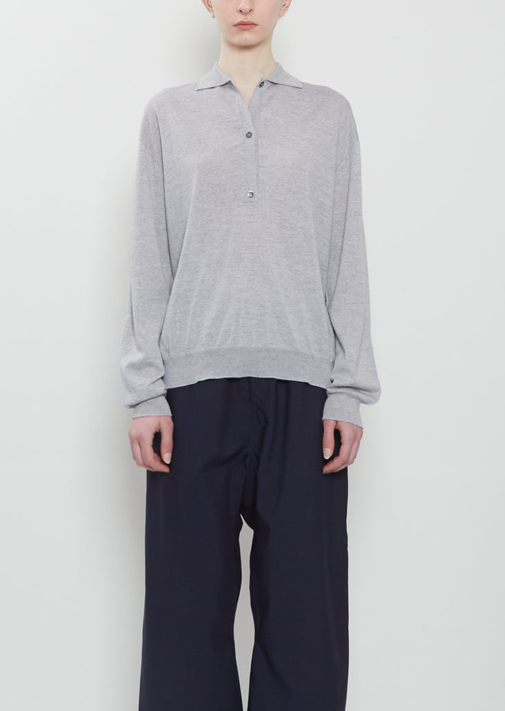 Morse Wool Polo Sweater — Silver