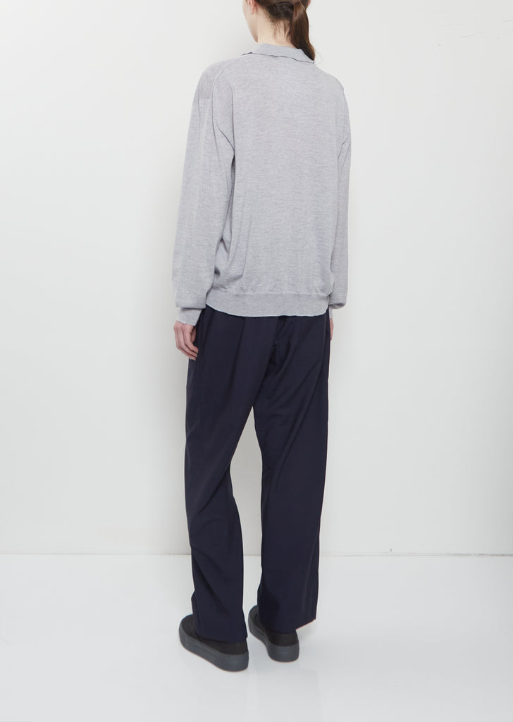Morse Wool Polo Sweater — Silver